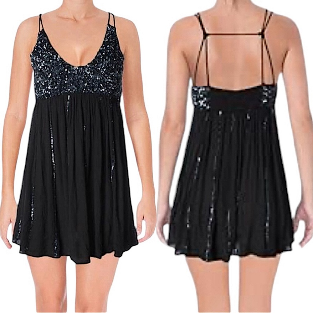 INTIMATELY FREE PEOPLE: Womens Sequined V-Neck Slip Dress -Size Small